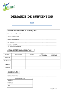 Dossier demande de subvention 2026